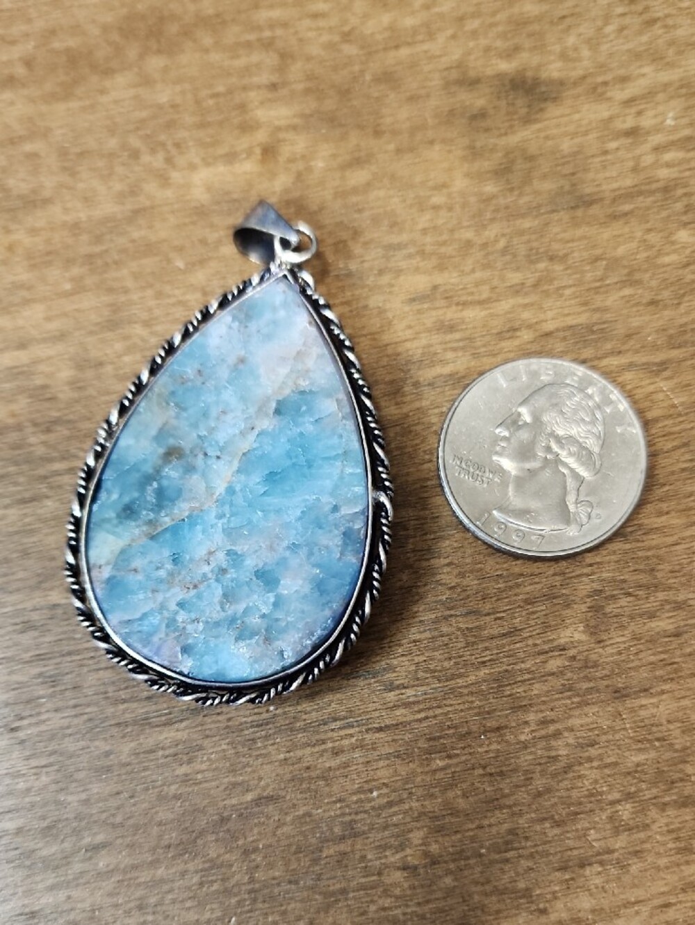 Blue Teardrop Stone Pendant Necklace - Women's Jewelry - Picture 2 of 5